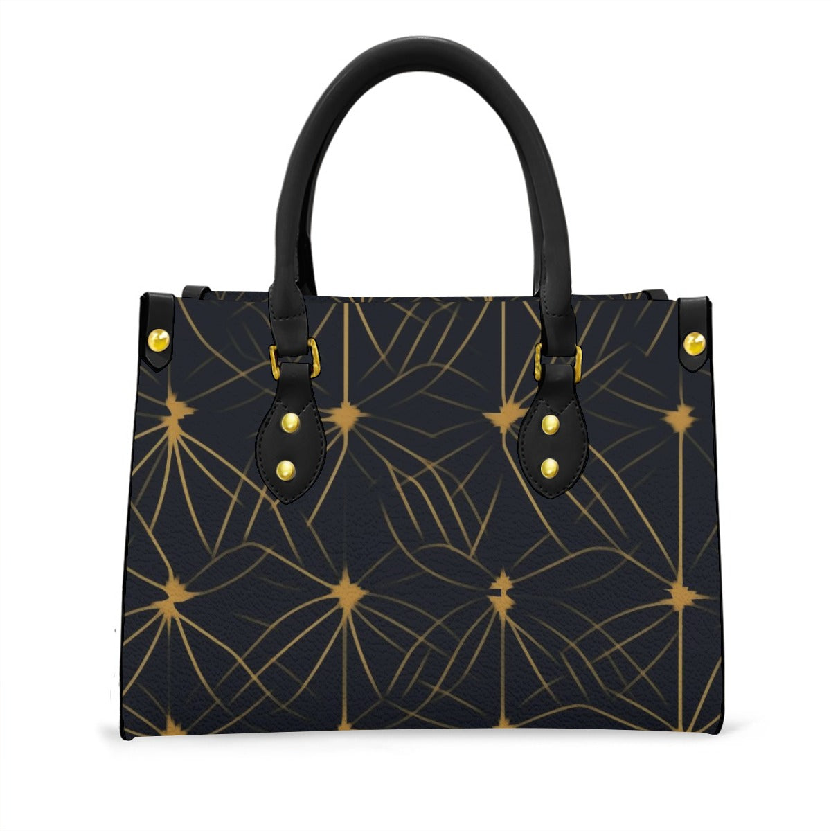 Ptahra B Women's Black/Mustard Yellow Pattern Tote Bag with Black Handle