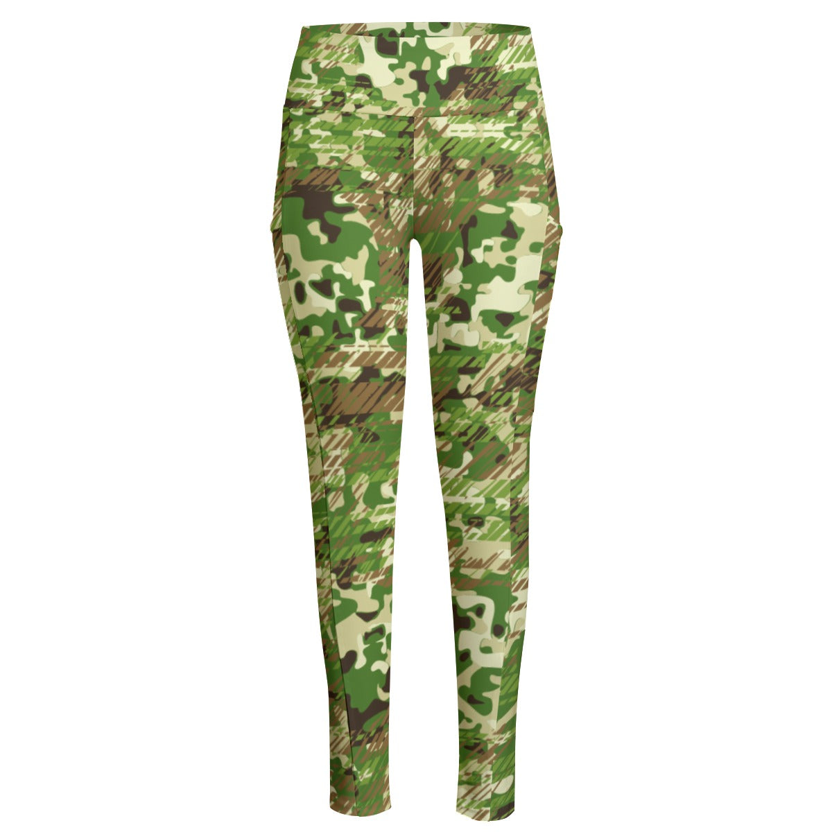 Ptahra B Women's Army Style Type High Waist Leggings With Side Pocket