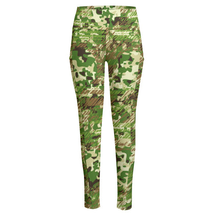 Ptahra B Women's Army Style Type High Waist Leggings With Side Pocket