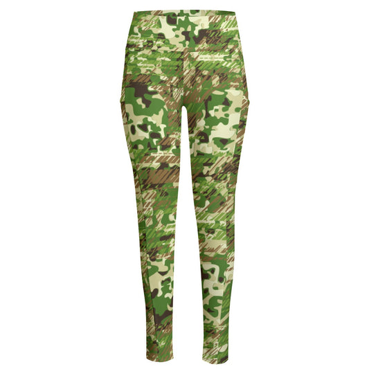 Ptahra B Women's Army Style Type High Waist Leggings With Side Pocket