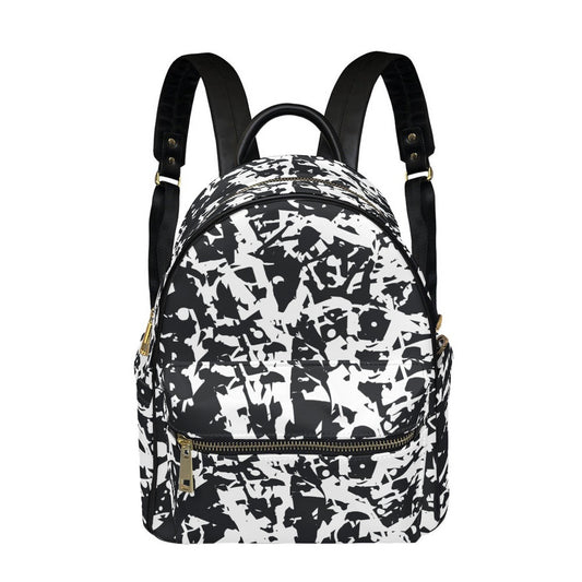 Ptahra B White/Black Art Pattern Small Size Backpack