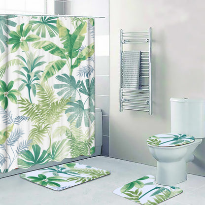 Ptahra B White/Floral Leaf Four-piece Bathroom