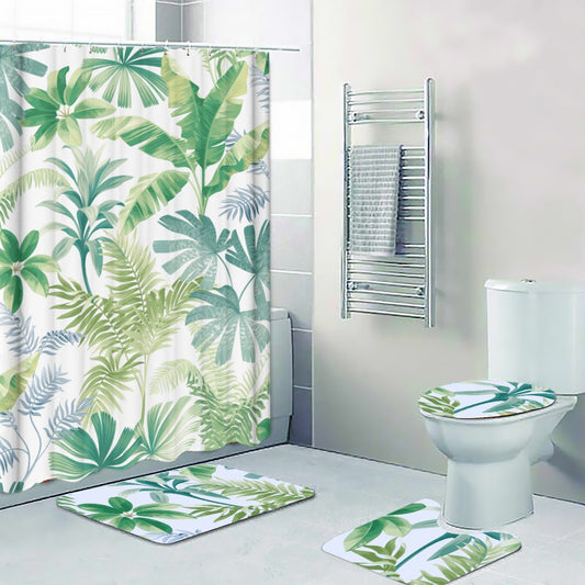 Ptahra B White/Floral Leaf Four-piece Bathroom