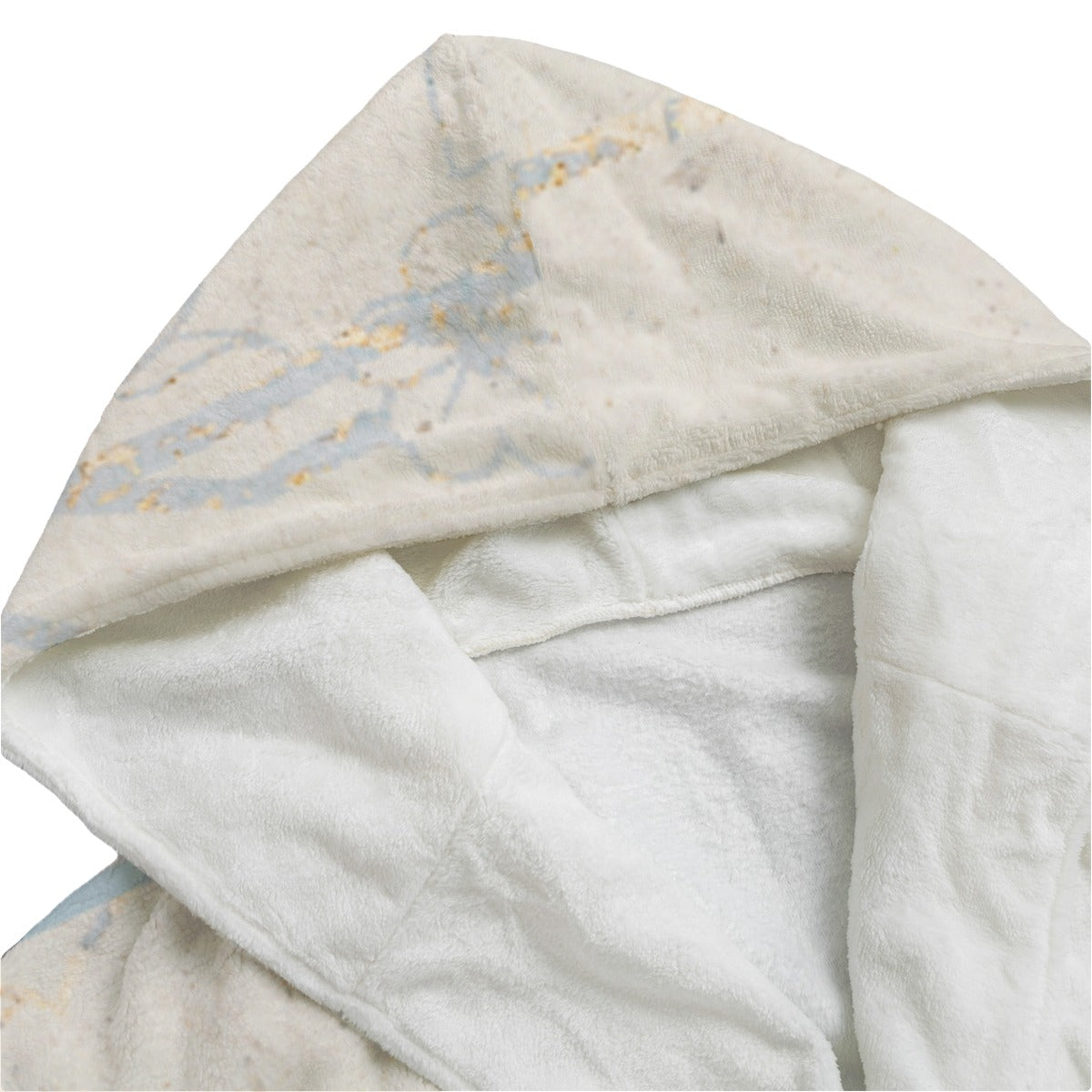 Ptahra Women's Beige/Light Floral Flannel Hooded bathrobe