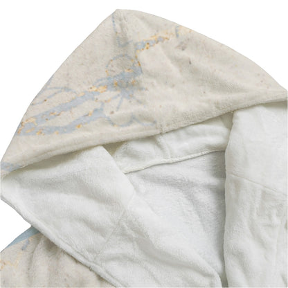 Ptahra Women's Beige/Light Floral Flannel Hooded bathrobe