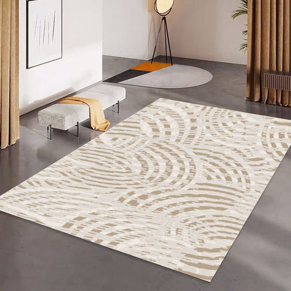 Ptahra B White/Beige half Circle Foldable Rectangular Floor Mat