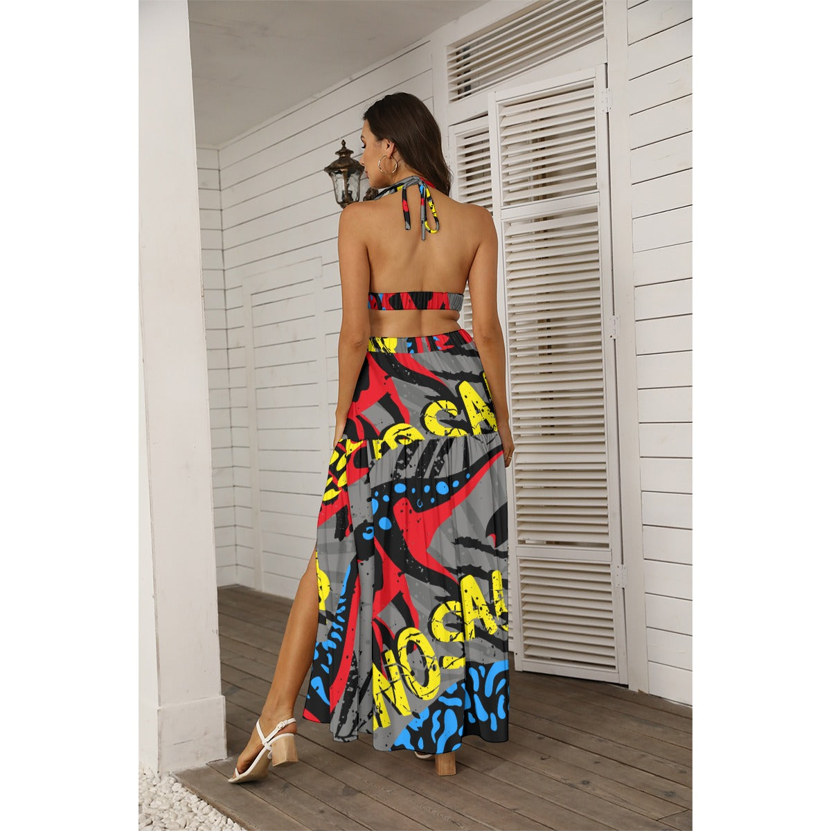 Ptahra B Women's Street Graphic Tie Back Wrap Dress