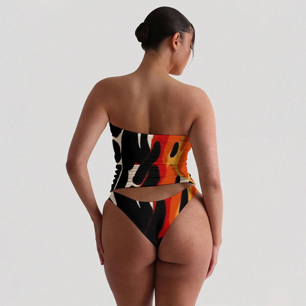 Ptahra Women's Safari Design Strapless Tube Top Set