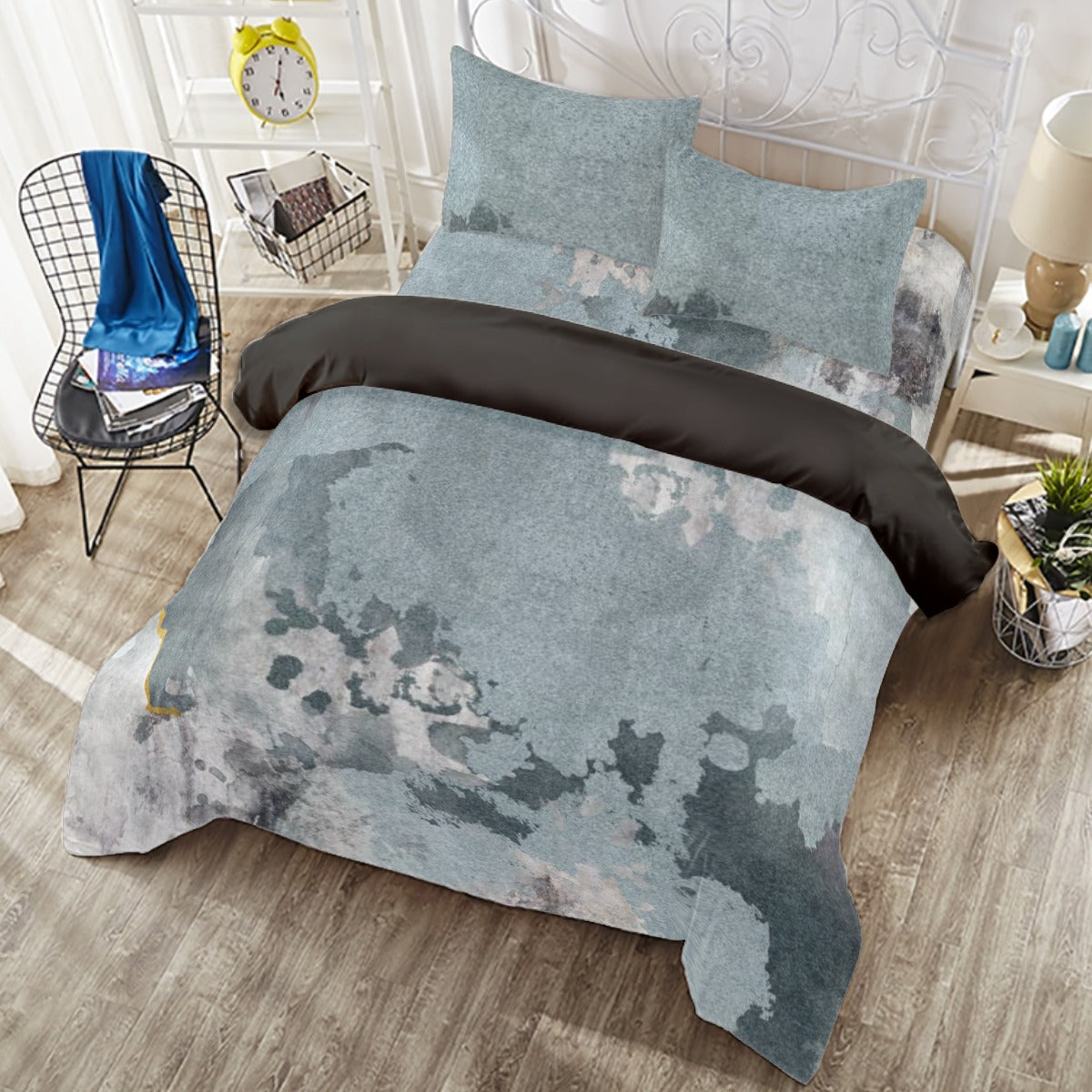 Ptahra B Grey stone Pattern Four-piece Duvet Cover Set