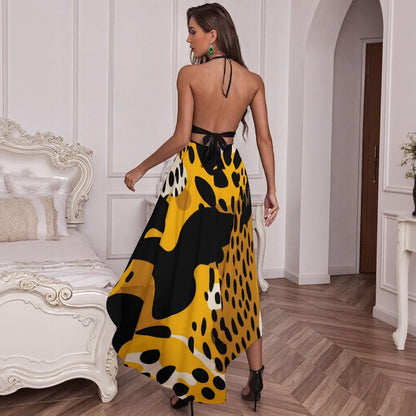 Ptahra Women’s Elegant Mesh Lace Multi-Animal Design Evening Dress