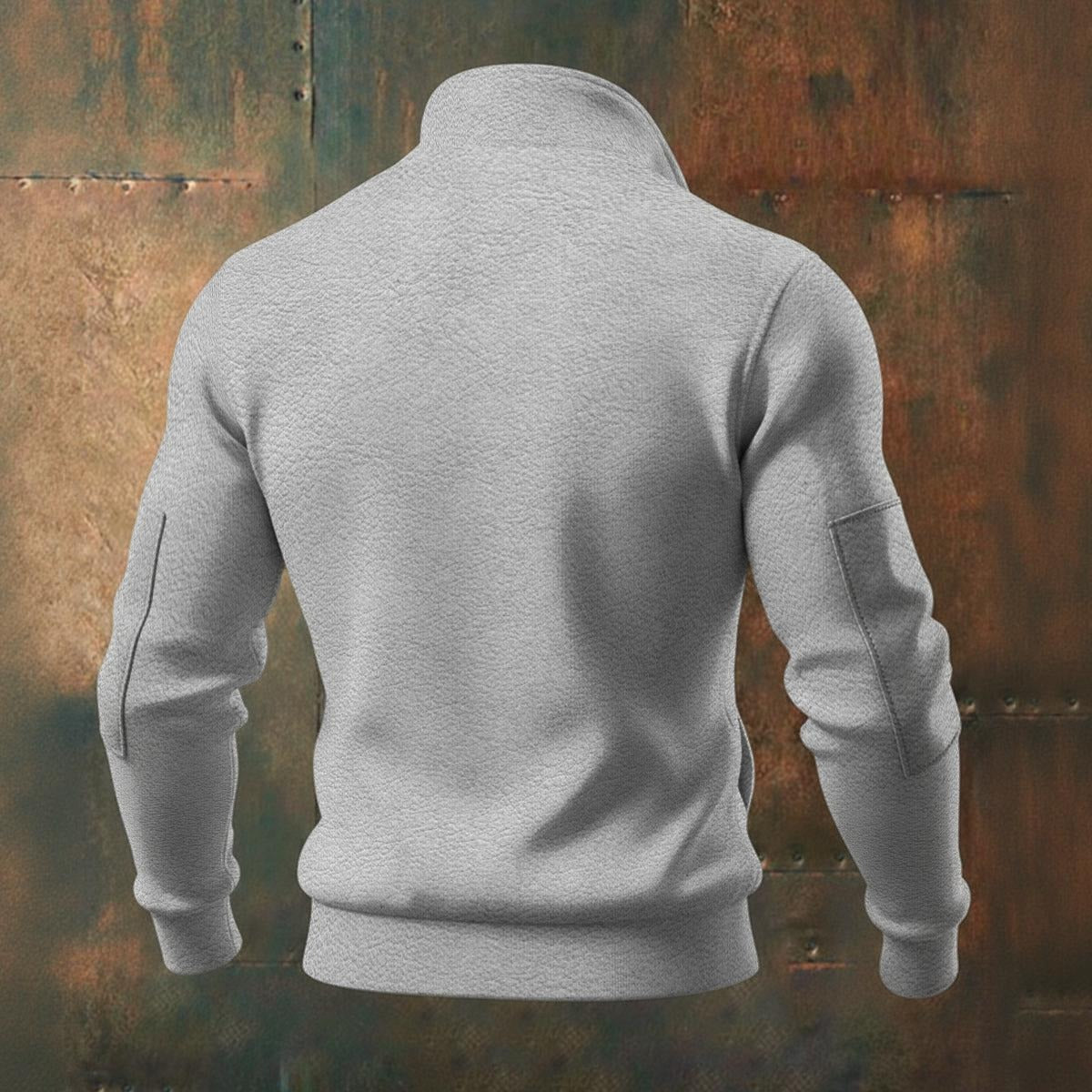 Ptahra Men's Light Grey Thick Knit Fleece Jacket