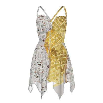 Ptahra B Women's Stone/Gold Strip Slip Dress