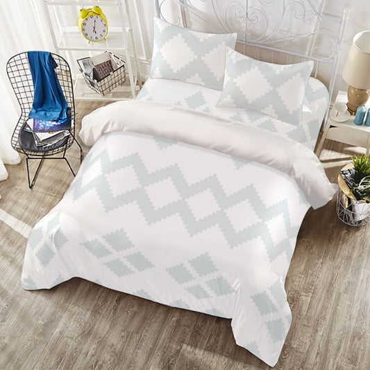 Ptahra B White/Light Grey Pattern Four-piece Duvet Cover Set