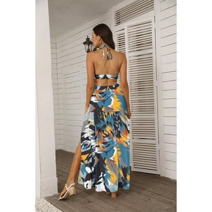 Ptahra B Women's Graphic Art Tie Back Wrap Dress