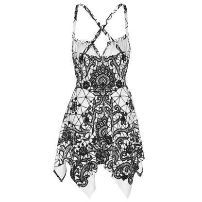 Ptahra B Women's White/Black Stain Glass Style Slip Dress