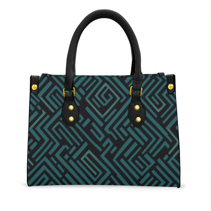 Ptahra B Women's Black/Deep Turquoise Tote Bag with Black Handle