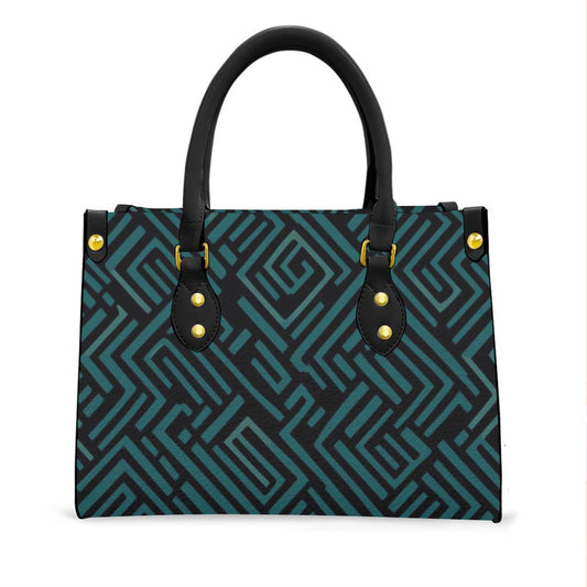 Ptahra B Women's Black/Deep Turquoise Tote Bag with Black Handle