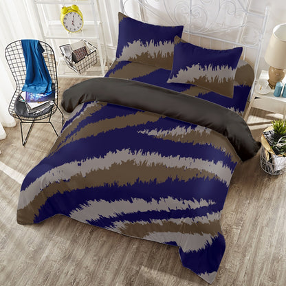 Ptahra B Navy Blue/Grey Design Four-piece Duvet Cover Set