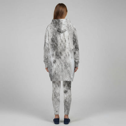 Ptahra Women's White/Grey Design Stretch Hoodie Set