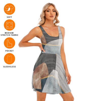 Ptahra B Women's Grey/Brown Modern Tank Vest Dress