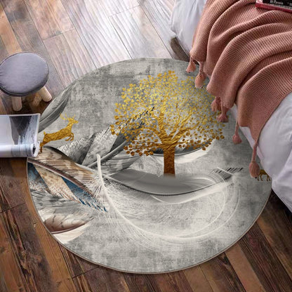 Ptahra B Nature/Leaf/Tree Foldable Round Mat