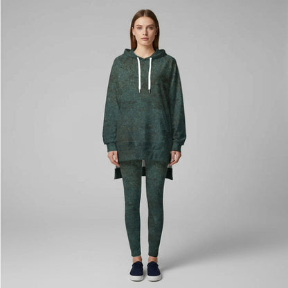 Ptahra Women's Green Stretch Hoodie Set