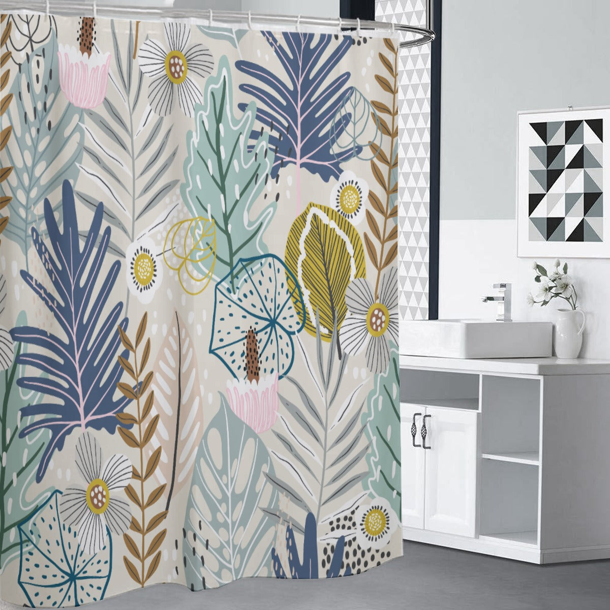 Ptahra B Multi-Color Floral Shower Curtains
