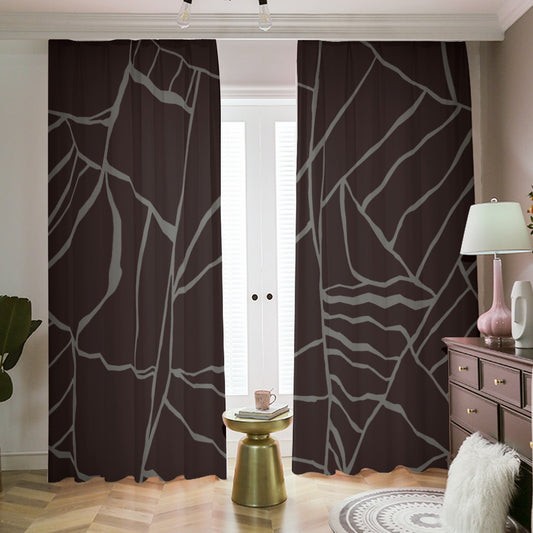 Ptahra B Black/Grey Stone Blackout Curtains with Hooks