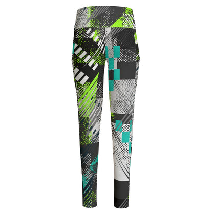 Ptahra B Women's Graphic Sporty Design High Waist Leggings With Side Pocket