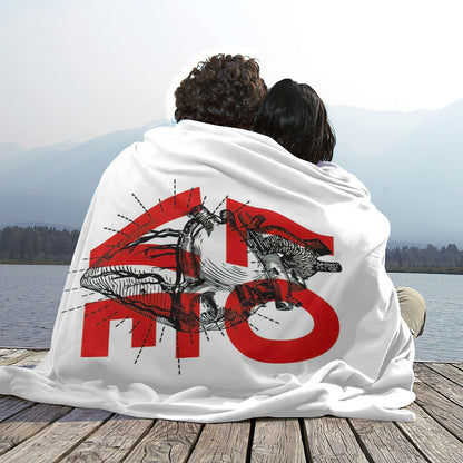 Ptahra White/Red LOVE Single-Side Flannel Blanket