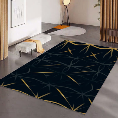 Ptahra B Black Modern Pattern Foldable Rectangular Floor Mat