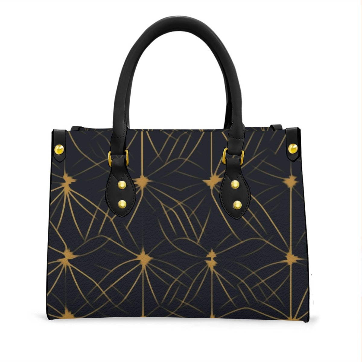 Ptahra B Women's Black/Mustard Yellow Pattern Tote Bag with Black Handle