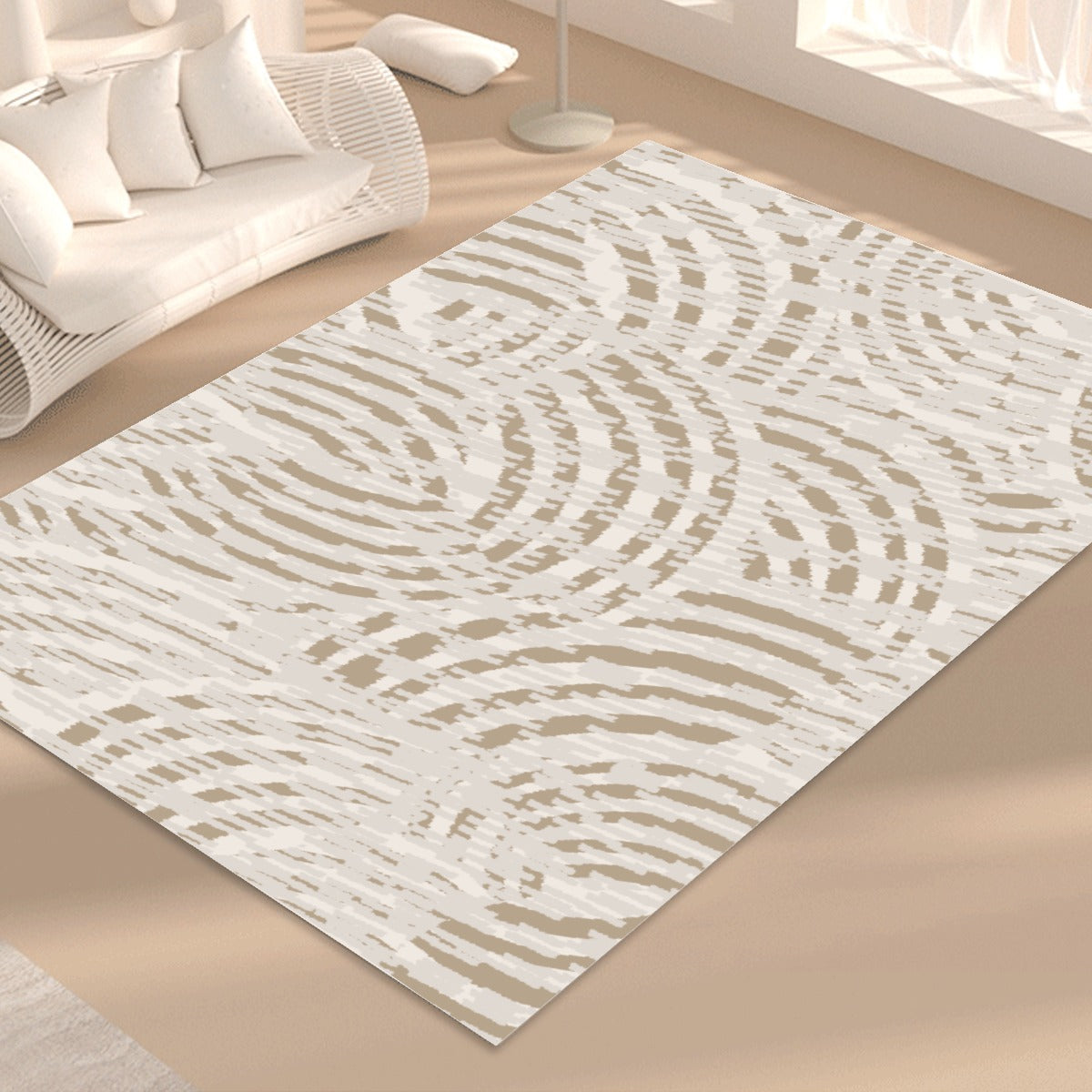 Ptahra B White/Beige half Circle Foldable Rectangular Floor Mat