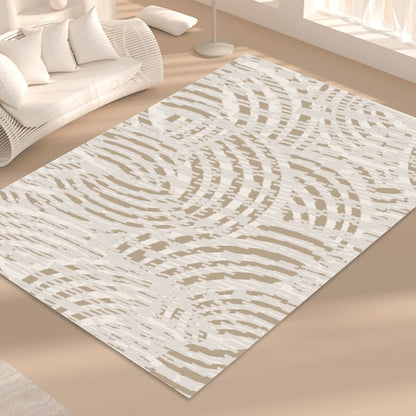 Ptahra B White/Beige half Circle Foldable Rectangular Floor Mat
