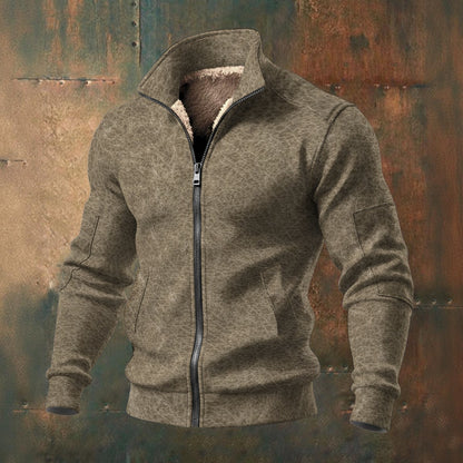 Ptahra Men's Brown Thick Knit Fleece Jacket