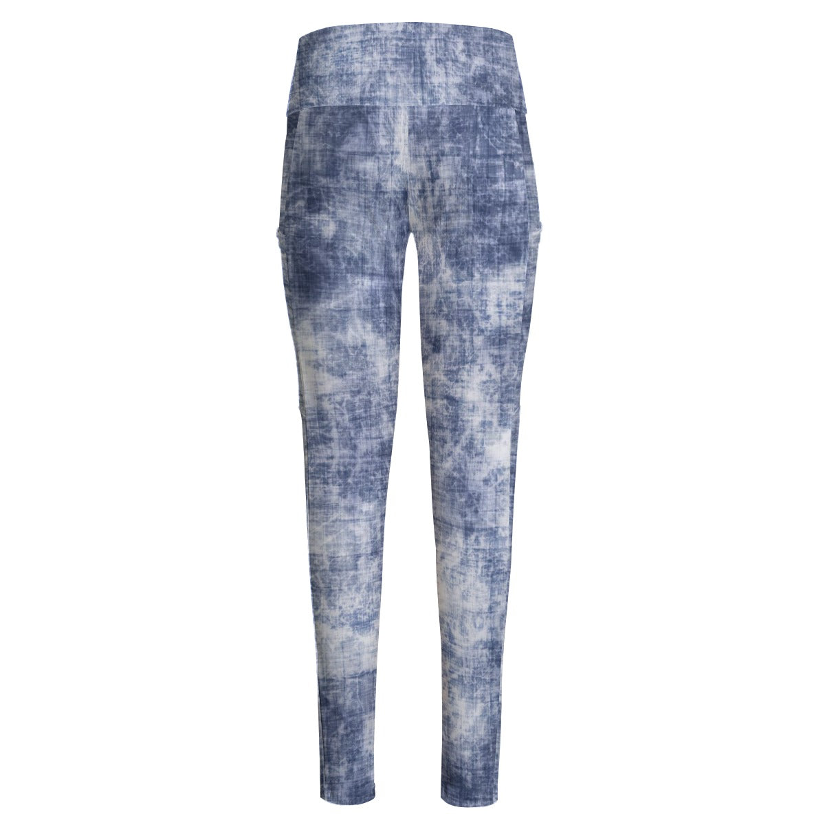 Ptahra B Women's Blue/White High Waist Leggings With Side Pocket
