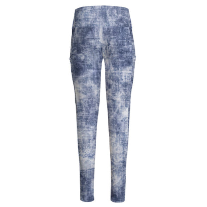 Ptahra B Women's Blue/White High Waist Leggings With Side Pocket