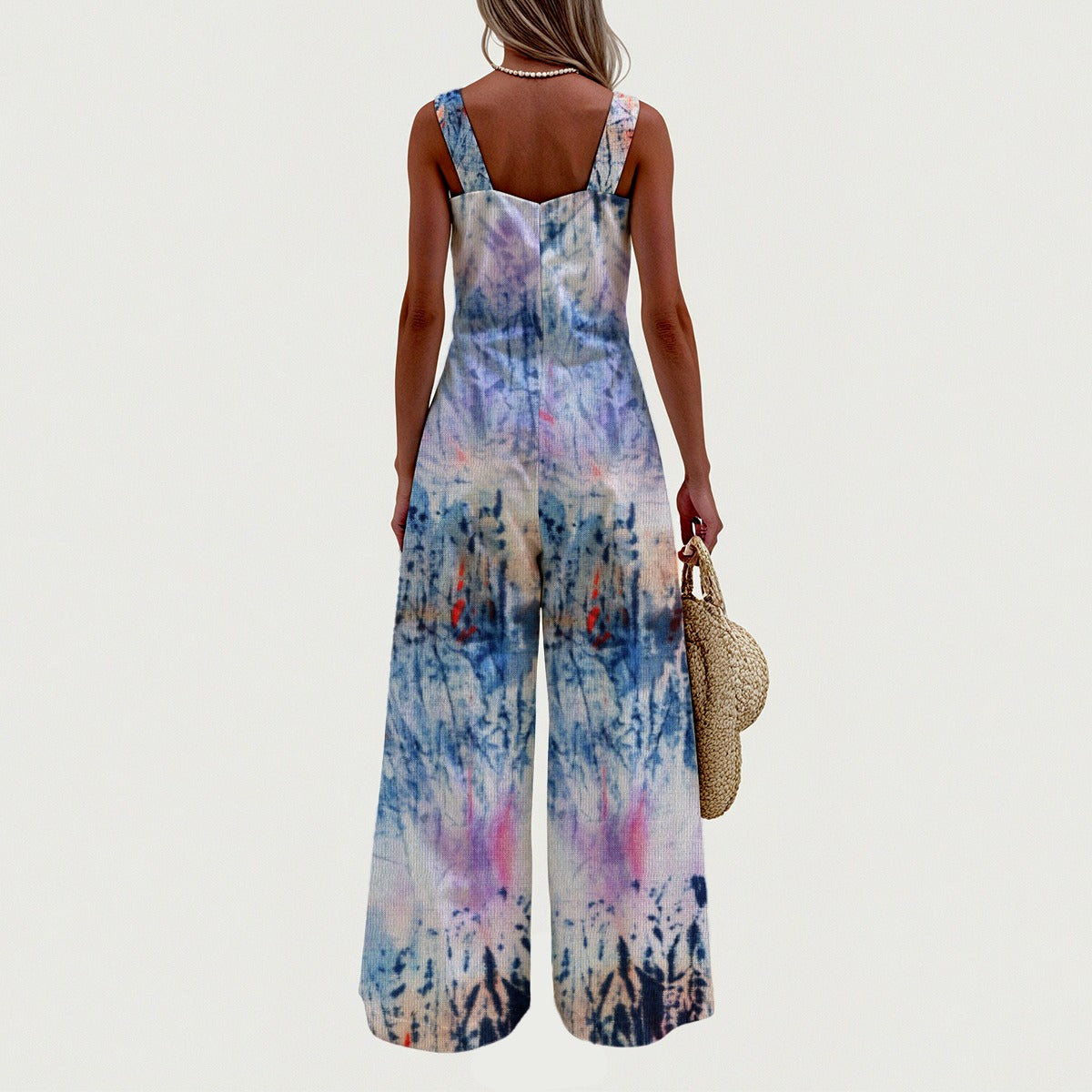 Ptahra B Women's Paint Pattern Wide-Leg Jumpsuit