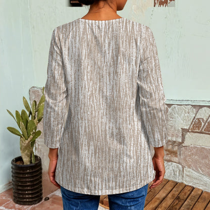 Ptahra B Women's Beige/White Zigzag Style Faux Sweater Cardigan