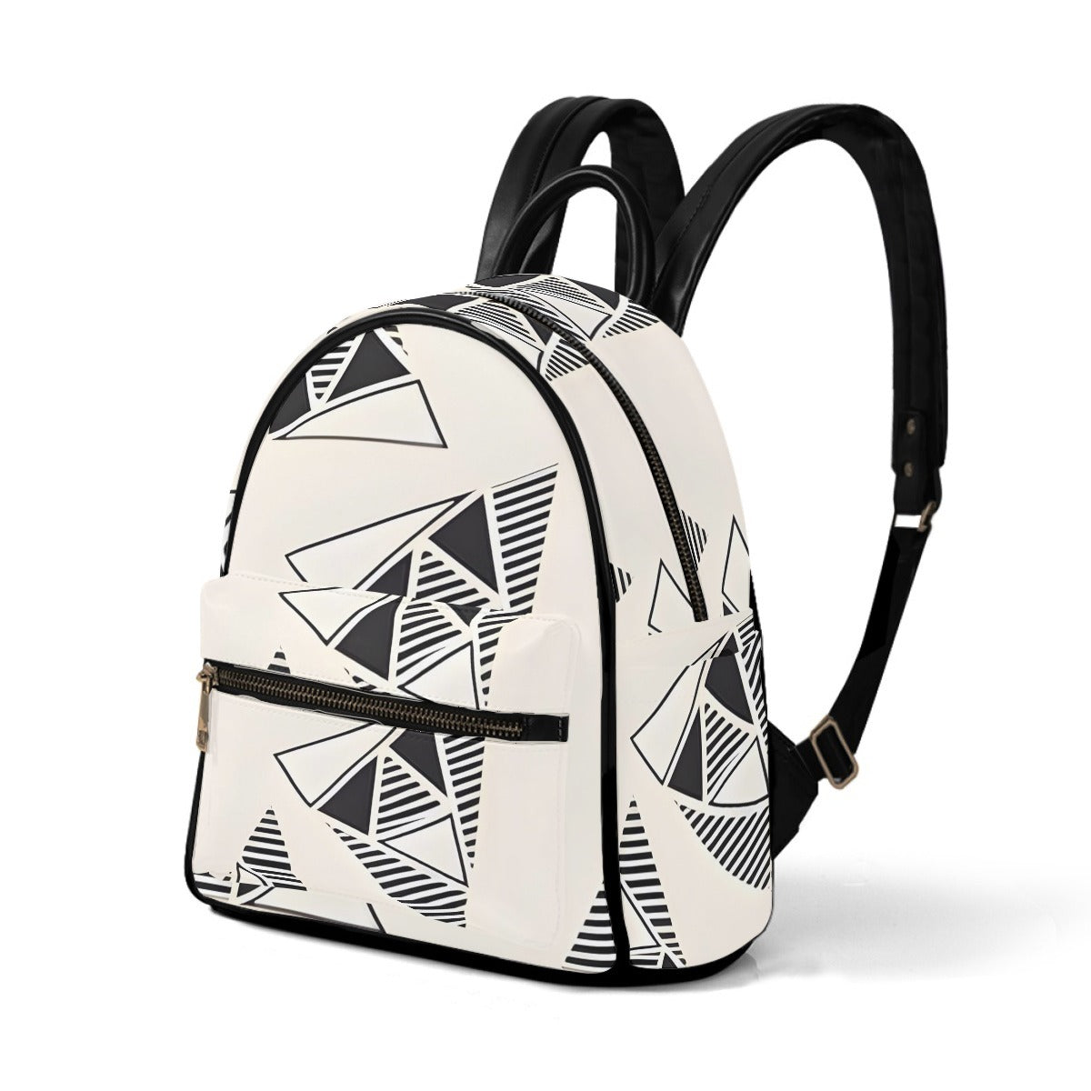 Ptahra B Off White/Black Triangle style Small Size Backpack