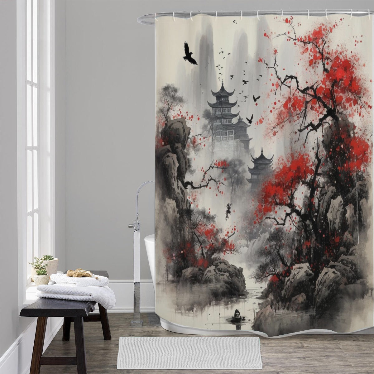 Ptahra Chinese Artistic Shower Curtains