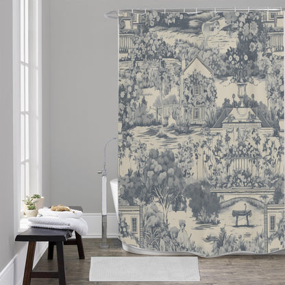 Ptahra Beige/Grey Portrait Art Shower Curtains