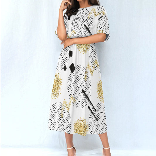 Ptahra B Women's Multi-Circle with Black Elastic Waist Dress