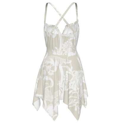 Ptahra B Women's Light Beige/White Floral Slip Dress