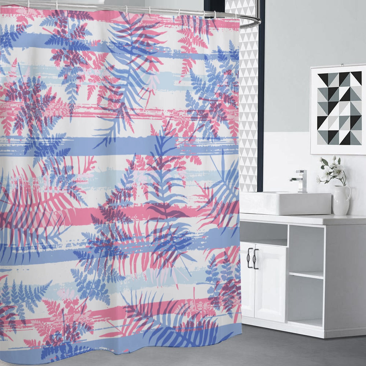 Ptahra B Floral Leaf Beach Feel Shower Curtains