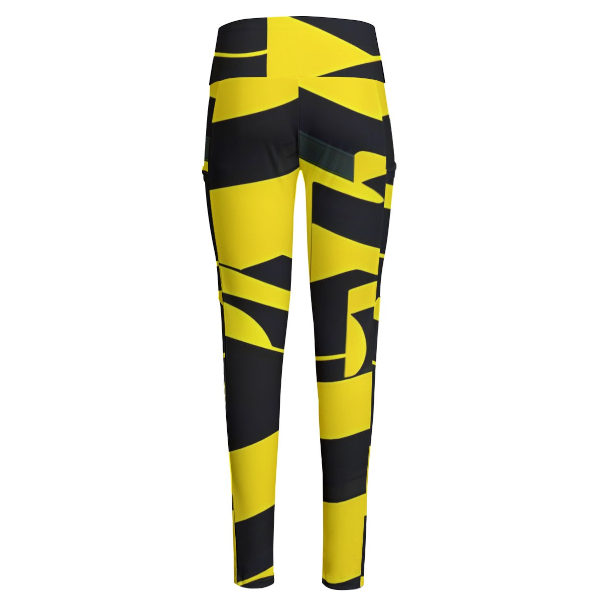 Ptahra B Women's Yellow/Black High Waist Leggings With Side Pocket