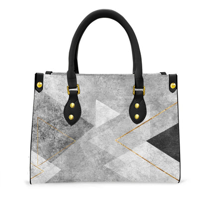 Ptahra B Women's Multi-Grey with Black Tote Bag with Black Handle