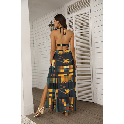 Ptahra B Women's Multi-Color Art Tie Back Wrap Dress