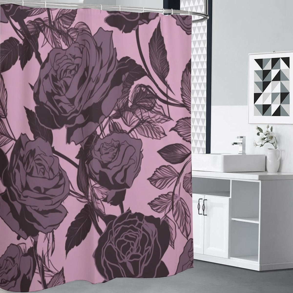 Ptahra Light Purple/Rose Floral Shower Curtains