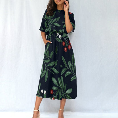 Ptahra B Women's Holiday Feel Elastic Waist Dress